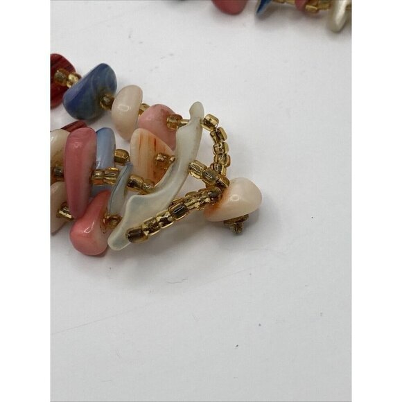 Shell  Necklace Choker Vintage Multi Strands Pastel Colors 13” Japan - Picture 6 of 8